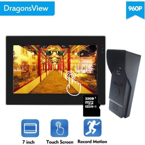 Dragonsview 7" Video Door Phone Video Intercom Doorbell System RFID doorbell Camera Unlock Door Access Control System Record