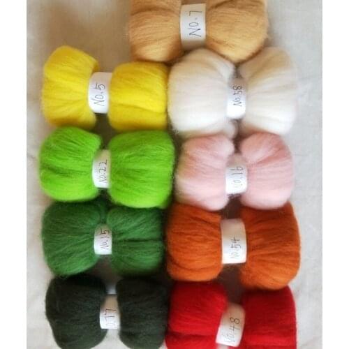 WFPFBEC felt wool roving merino wool felt kit needle for feling wool fibre for felting 100g 10g/color DIY craft
