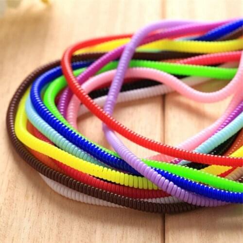 60CM Length TPU Sprial USB Charger Cable Cord Protector Wrap Cable Winder for Charging Cables Data Line Organizer