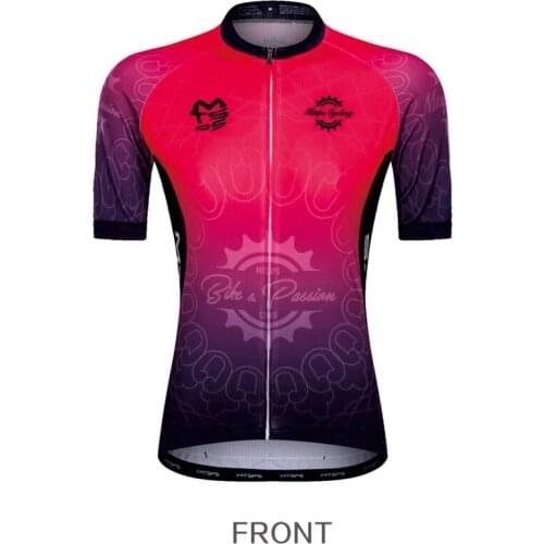 Womens Short Sleeve Cycling Jersey Gradient Color Printed Bike Clothing Breathable Quick Dry Ultraviolet Outfits
