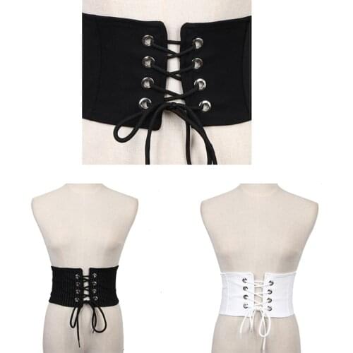 Women Elastic Stretch Wide Waist Belt Dress Waistband Waspie Corset, 2 Colors