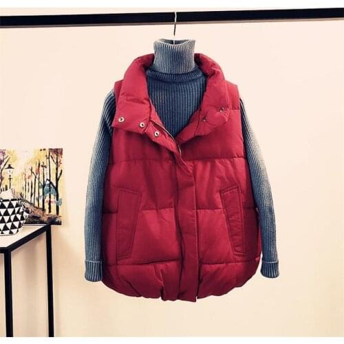 Women Outerwear 4XL Short Down Cotton Vest Coat Women Loose Plus Size Waistcoat Female Double-Breasted Casual Vest HK375