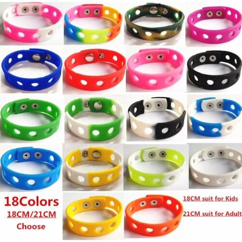 1Pcs 21cm Soft Silicone Wristbands Bracelets Fit with Shoe Charms Fashion Decoration Sports Style Kids Gift 17 Colors To Choose