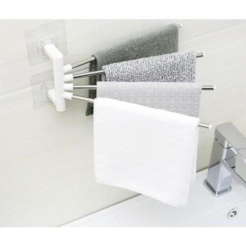 1pc Anti-rust Towel Rack Steel Rotating Bath Rail Hanger Undefined Towel Holder Swivel Bars Bathroom Wall Mounted