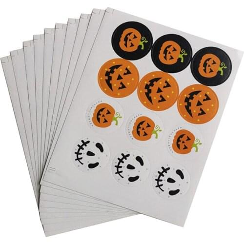 10 Sheets Halloween Gift Packaging Decorative Pumpkin Labels Stickers DIY Baking Candy Sticker