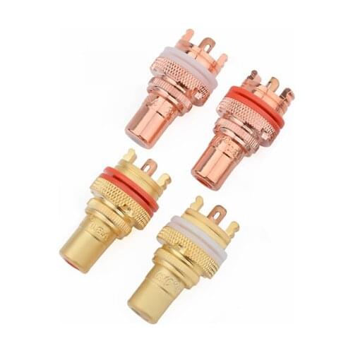 2PCS Copper RCA Female HIFI Terminal, RCA AV Audio Video Cable Connector