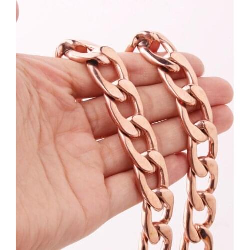 7"-40" 13/15mm Top Quality Rose Gold Mens Jewelry High Quality 316L Stainless Steel Curb Cuban Chain Necklace Or Bracelet