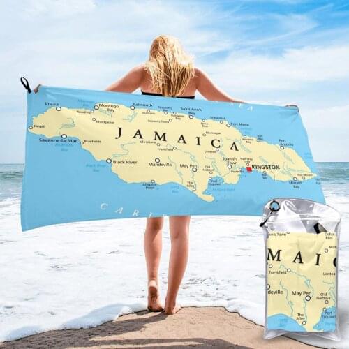 Bath Towel Map Of Jamaica Kingston Caribbean Sea Important Locations Soft and Absorbent Towel for Hotel Home Bathroom Bathrob