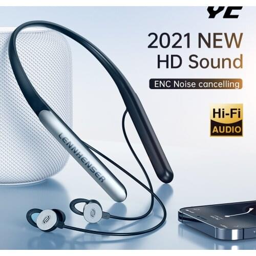 YC Wireless Neckband Earphone Bluetooth HD Call Noise Canceling Headphones IPX7 Waterproof Earbuds with Mic for Xiaomi Redmi