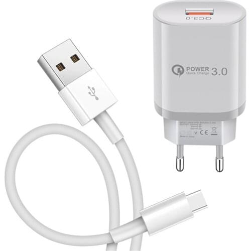 USB Charger 18W 3A Fast adapter Type C Micro Charge Phone Cable For Motorola Moto G8 Plus G7 Z Play E6 One Action Sony Honor 20s