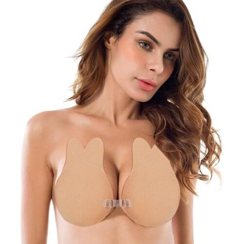 Sexy Adjusted Invisible Bralette Breast Push Up Bra Lift Tape Front Closure Bras For Women Nipple Cover Adhesive Rabbit Pads Bra