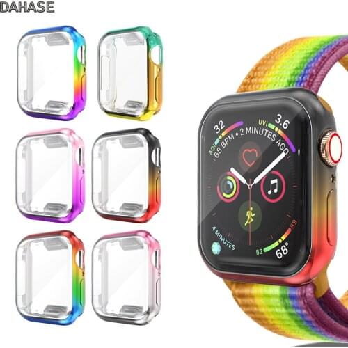 Full Protect Cover For Apple Watch Series 5 4 3 2 1 Gradient Colors TPU Case Screen Protector Film For iWatch 38/40mm 42/44mm