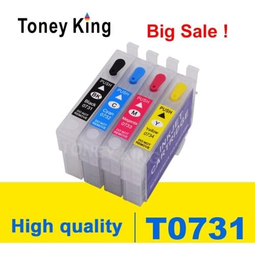Toney King Refill Ink Cartridge T0731 T0732 T0733 T0734 For Epson Stylus TX121 CX3900 CX4900 CX5500 CX5501 CX5600 Printer