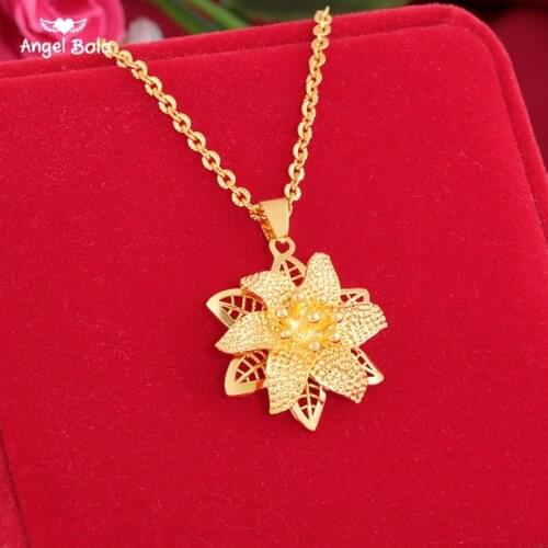 Flower Muslim Pendant Islam Necklace Vietnamese Sand Gold Water Wave Clavicle Necklace Gold Fashion Middle East Turkish Jewelry