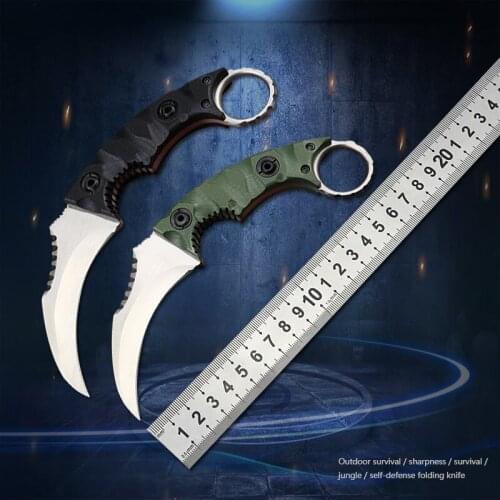 D2 Steel G10 Handle Karambit Knives Outdoor Survival Hunting Self-defense Tactical Camping Utility Knife CSGO Fighting Tools