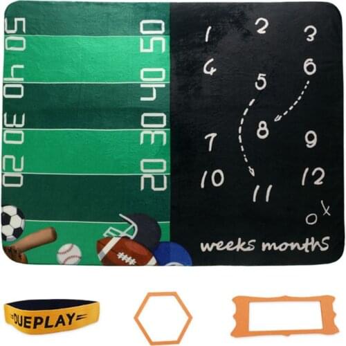 Baby Monthly Record Growth Sports Pattern Milestone Blanket Photography Props D0AF
