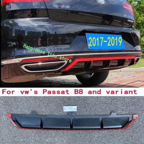 For Vws Passat B8 Variant Spoilers GTE 2017 2018 2019 PP Rear Bumper Black SliverPaint Rear Boot Diffuser Cover Accessories
