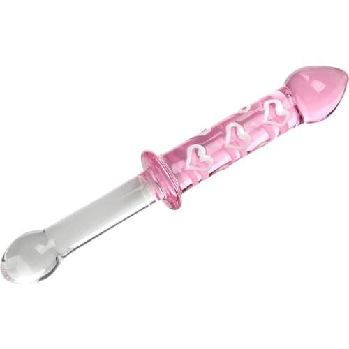 Dildo G-Spot Heart Pink Glass Crystal Anal Sex Toys for Women Anal Plug Stimulation Clitoris Penis
