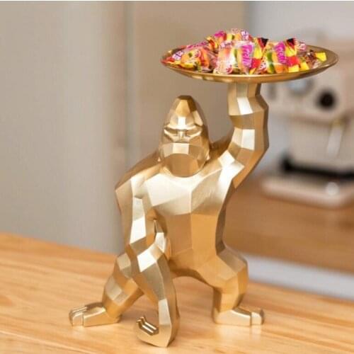 Feng shui Cute Resin King Kong Gorilla Storage Tray Box Sculpture Home Dining Table Ornament Crafts Store Club Accessoreis Decor