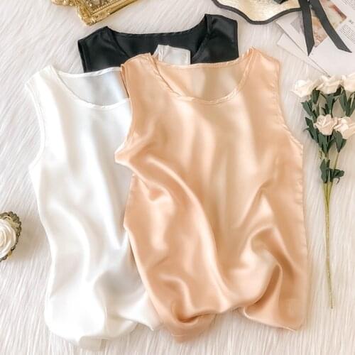 S-3XL Chiffon Silk Tshirt Women T Shirt Women Basic T-shirts Female Casual Tops sleeveless Sleeve T-shirt Women vogue t shirt