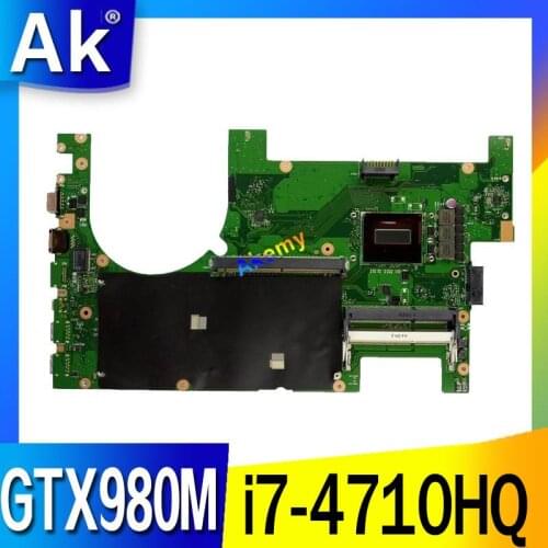 G750JYA laptop motherboard i7-4710HQ CPU Support GTX980M 8GB mainboard For ASUS G750J G750JY G750JYA 90NB07J0-R00020 100% Test