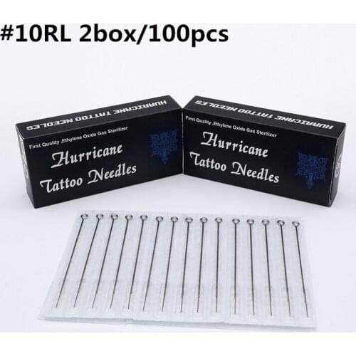 #10RL 0.30mm Tattoo Needles 100pcs Professional Hurricane Tattoo Needles Disposable Sterile Round Liner Needles For Artists