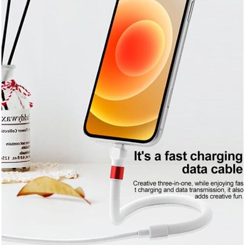 Cable for iPhone/Type-C/Android Multifunctional Bendable Fast Charging Universal Mobile Phone Holder Data Cables