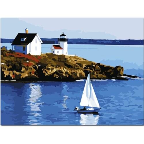A view of the harbor Scenery DIY Digital Painting By Numbers Modern Wall Art Oil Painting Holiday Gift Home Decor Big Size