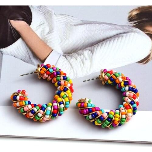 New Arrive Handmade Colorful Beads Round Earrings High Quality Fashion Trend Jewelry Accessories For Women