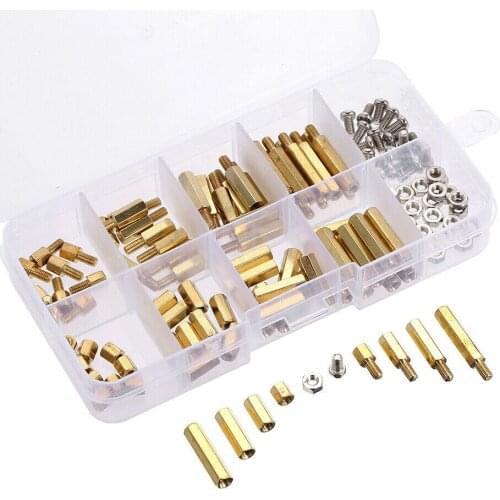 120pcs/box M3 Male Female Brass Standoff Spacer PCB Board Hex Screws Nut Assortment
