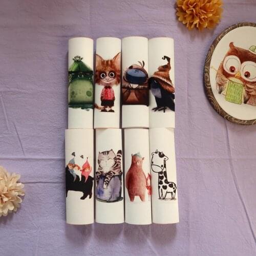 15*15cm mix8pcs cute animal cat design hand dyed cotton canvas cloth handmade DIY digital printing cloth patchwork material SL97