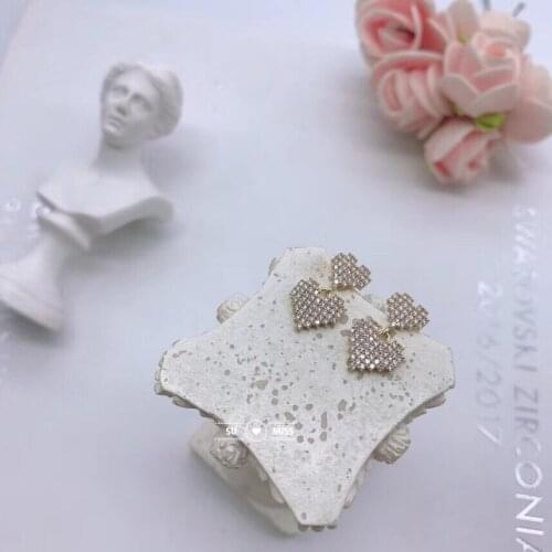 Sweety Earrings Fashion Jewelry For Girl Party Ear Accessories Shiny AAA CZ Double Heart Love Dangle Brincos Free Shipping