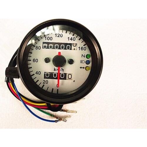 Free Shipping Motorcycle Instruments Retro Modification Motorbike Mileage Meter 7 Wires WIth Indicator Light