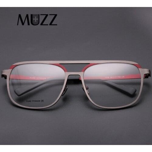 MUZZ Pure B Titanium Men Frame Retro Prescription Glasses Frame Myopia Optical Eyeglasses for Women Square Optical Lens Eyewear
