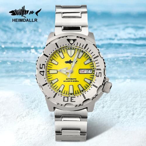 Heimdallr Monster Automatic Men Watch Gradient Luminous Dial Black PVD Coated Case NH36 Diving Watch 200M Mechanical Wristwatch