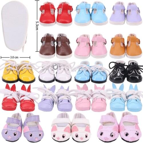 Soft Leather Doll Shoes 5 Cm For 14.5 inch Dolls & 20cm EXO Stardolls & 32-34Cm Paola Reina Girls Gift,Doll Clothes Accessories