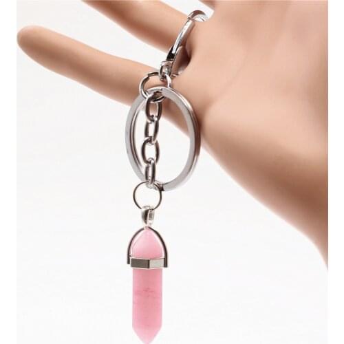 New Arrival Auto Car Bag Key Chain Blue Pink White Tree Stone Glass Pendant Key Rings Gift Jewelry Making Accessories