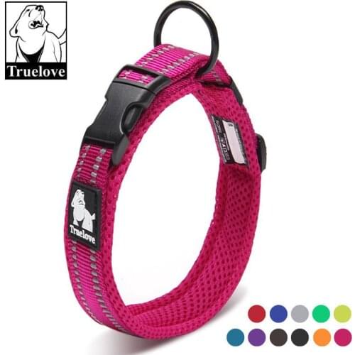 Truelove Soft Padded Mesh Dog Collar 3M Reflective Nylon Walking Training Dog Leads Stock Running Dog Pet Collar 11 Colors