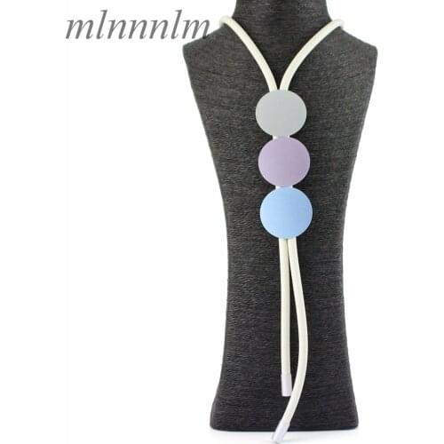 New Multi Color Aluminum Sheet Long Necklaces Women Pendant handmade White Rubber Jewelry Punk Long Clothes Accessories