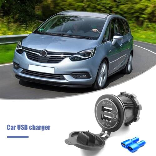 P15-S Car Motorcycle Dual USB Charger LED Socket with Touch Switch 2 Terminals Universal Dual USB Car-charger Adapter