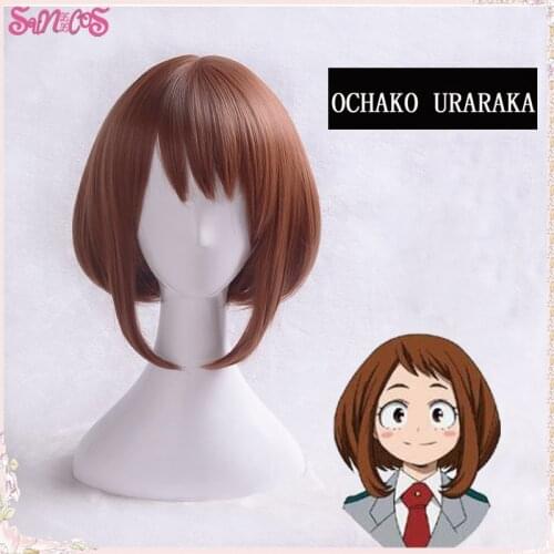 My Hero Academia OCHACO URARAKA Cosplay Wigs Anime Hair Short Brown Female Hair Heat Resistant Synthetic Halloween Free Wig Cap