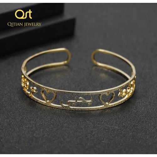 Personalized silver/gold/Rose gold light plated frosted Arabic Name Bangles & Custom Bracelet for women party fashion jewelry