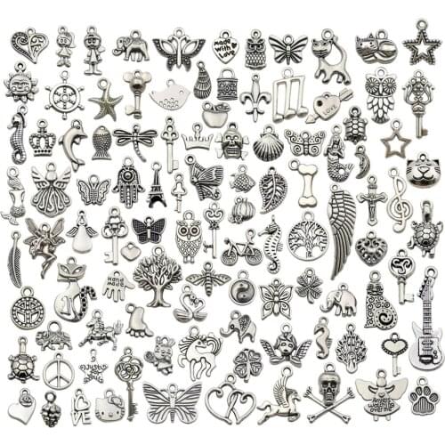 100pcs Bulk Lots Charms for Jewelry Making Supplies DIY Craft Material Accessories Bracelet Necklace Pendant Earring Making