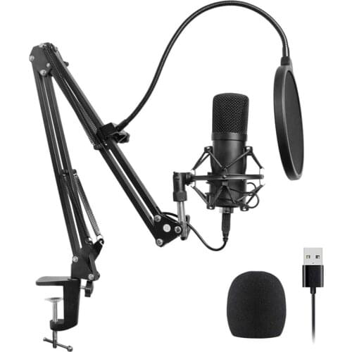 Professional Cardioid Studio Condenser Mic Include Adjustable Suspension Scissor Arm Stand, Shock Mount and Pop Filter for PC Ka