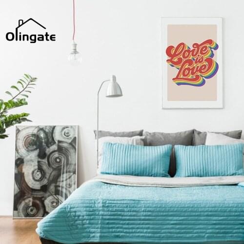 Retro Rainbow Flag Poster Art Painting Lgbt Love Is Love Gay Pride Art Canvas Painting One Piece Wall Art Home Bedroom Deco