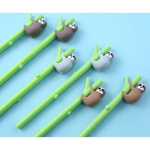 24 pcs/Lot Green Tree Sloth Pen Ballpoint Black Color Gel Ink Pens for Writing Signature Novelty Stationery School Student F977