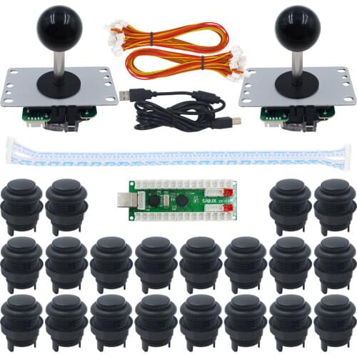 SJ@JX 2 Player Retropie SANWA 4&8 Joystick PC MAME Arcade Matt Frosted Push button USB Encoder Zero Delay Arcade Game DIY Kit