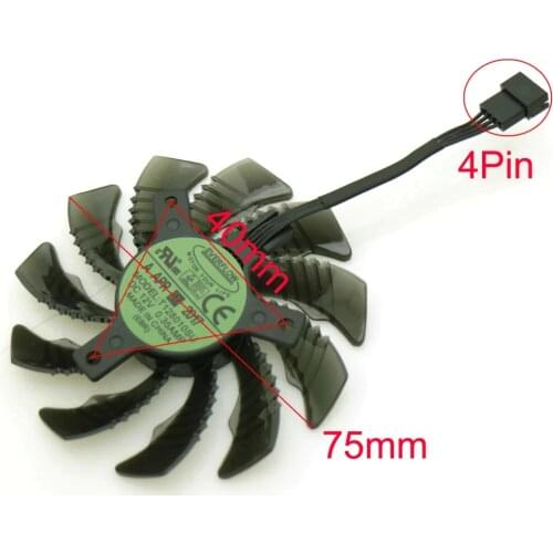 T128010SU DC12V 0.35AMP 75mm VGA Fan 4Pin For Gigabyte Graphics Card Cooling Fan