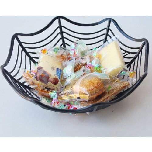 Halloween Black Orange Spider Web Fruit Plate Candy Biscuit Chocolate Package Candy Box Halloween Decoration Party Supplies