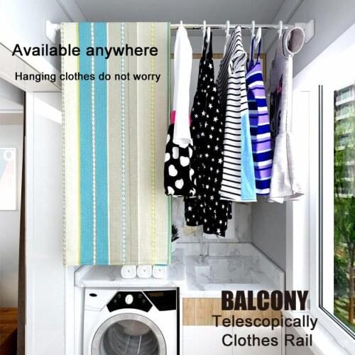 Telescopically Curtain Bar Wardrobe Clothes Rail Stainless Steel Drying Rack Towel Hangs Bar Shower Curtain Rod Support Pole